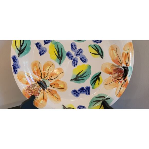 Royal Norfolk Floral Handpainted Stoneware Dinner Plates Set Of 2 Blue Org 10.5 - Picture 6 of 10